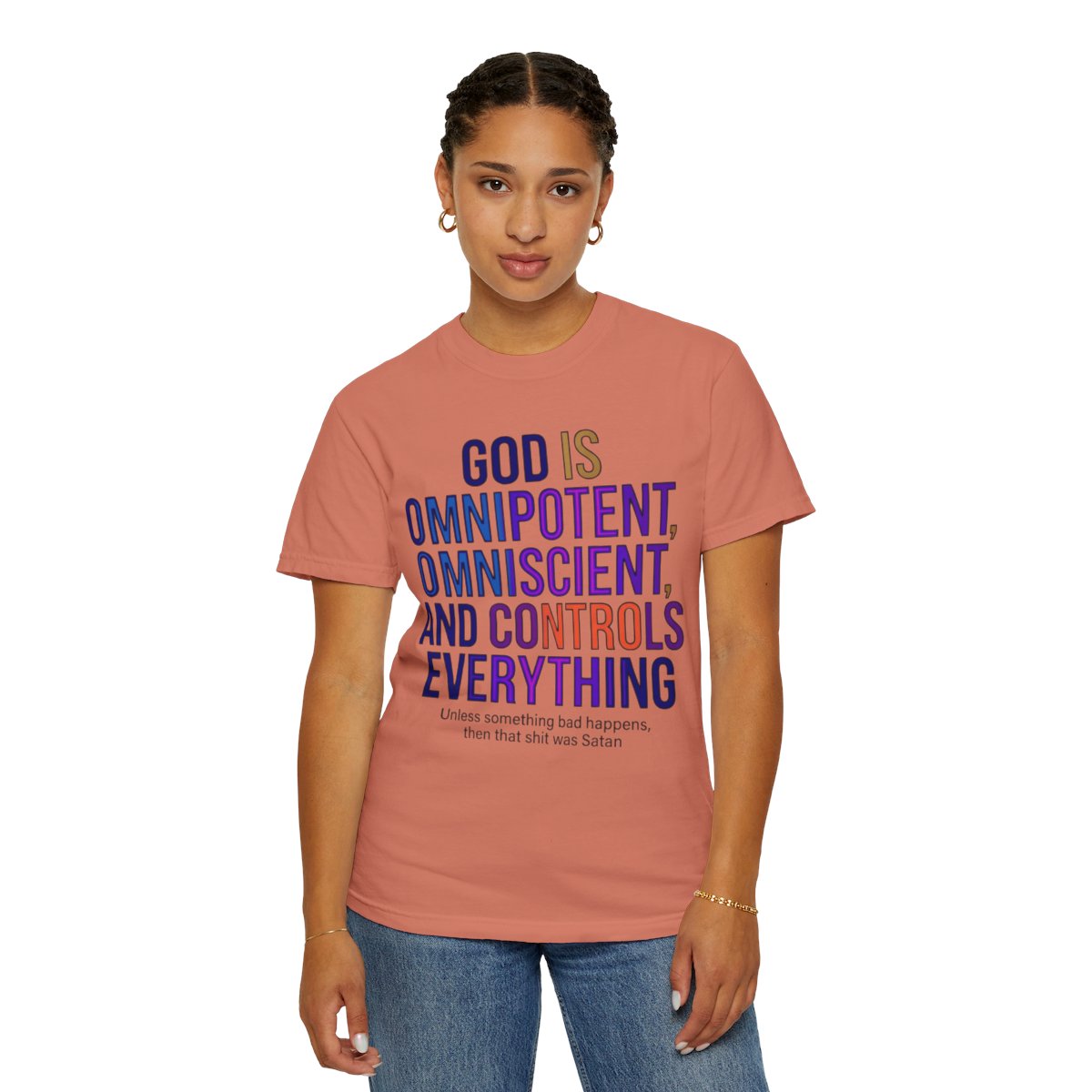Color: Terracotta | God Controls Everything Unisex Garment-Dyed Tee