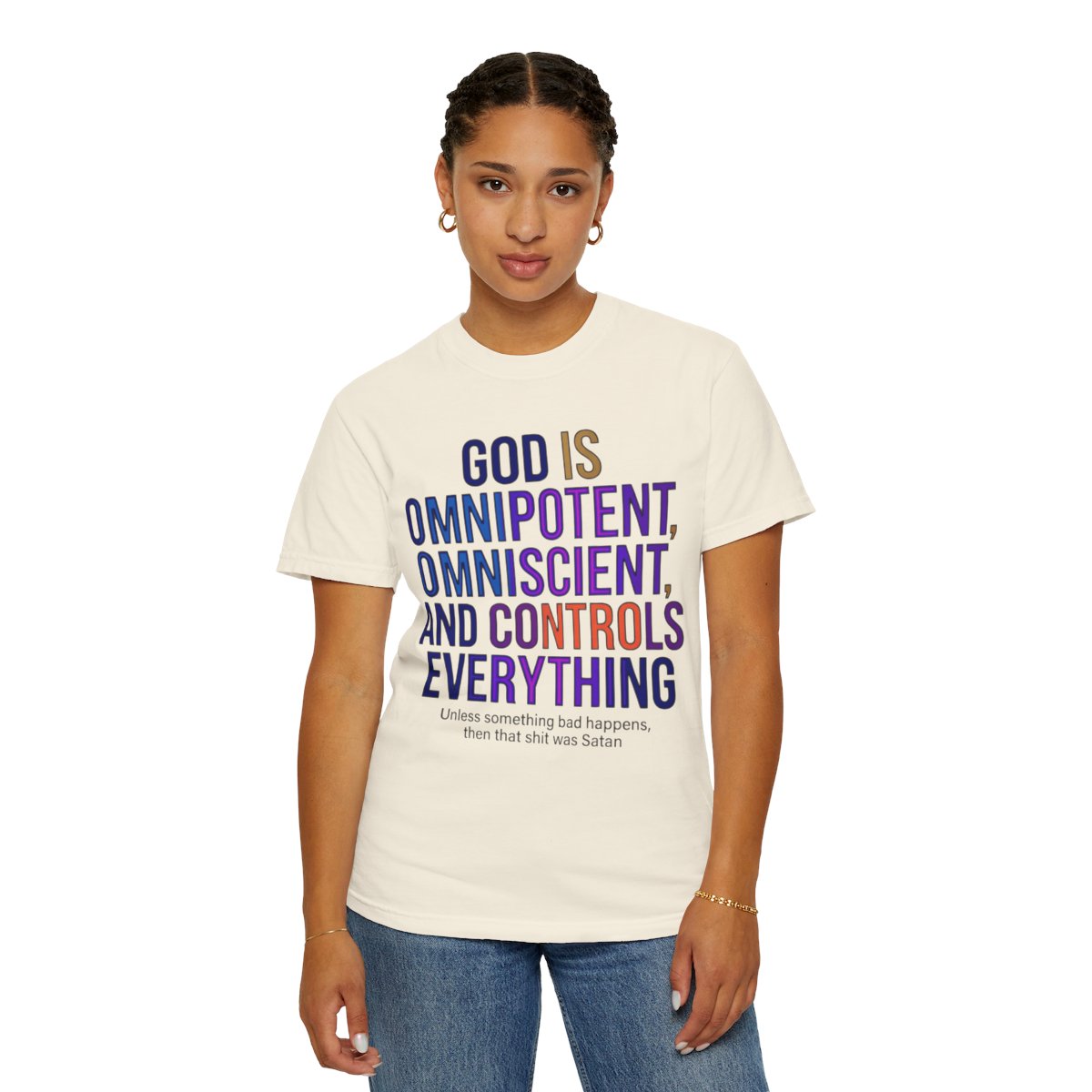 Color: Ivory | God Controls Everything Unisex Garment-Dyed Tee