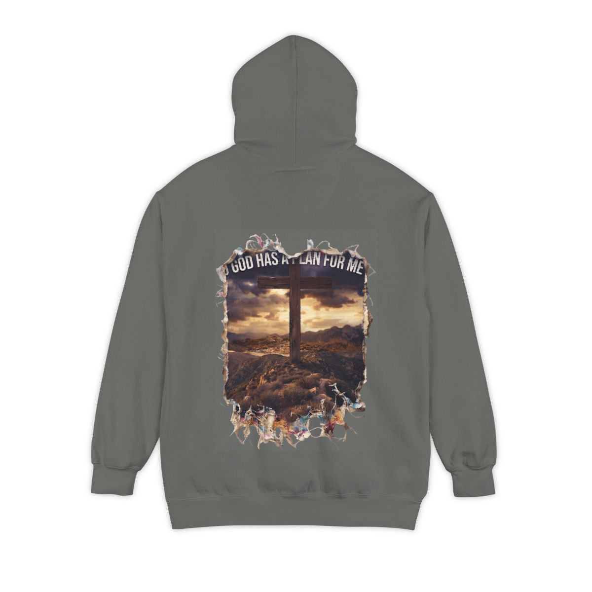 Color: Grey | God Has A Plan For Me Garment-Dyed Hoodie