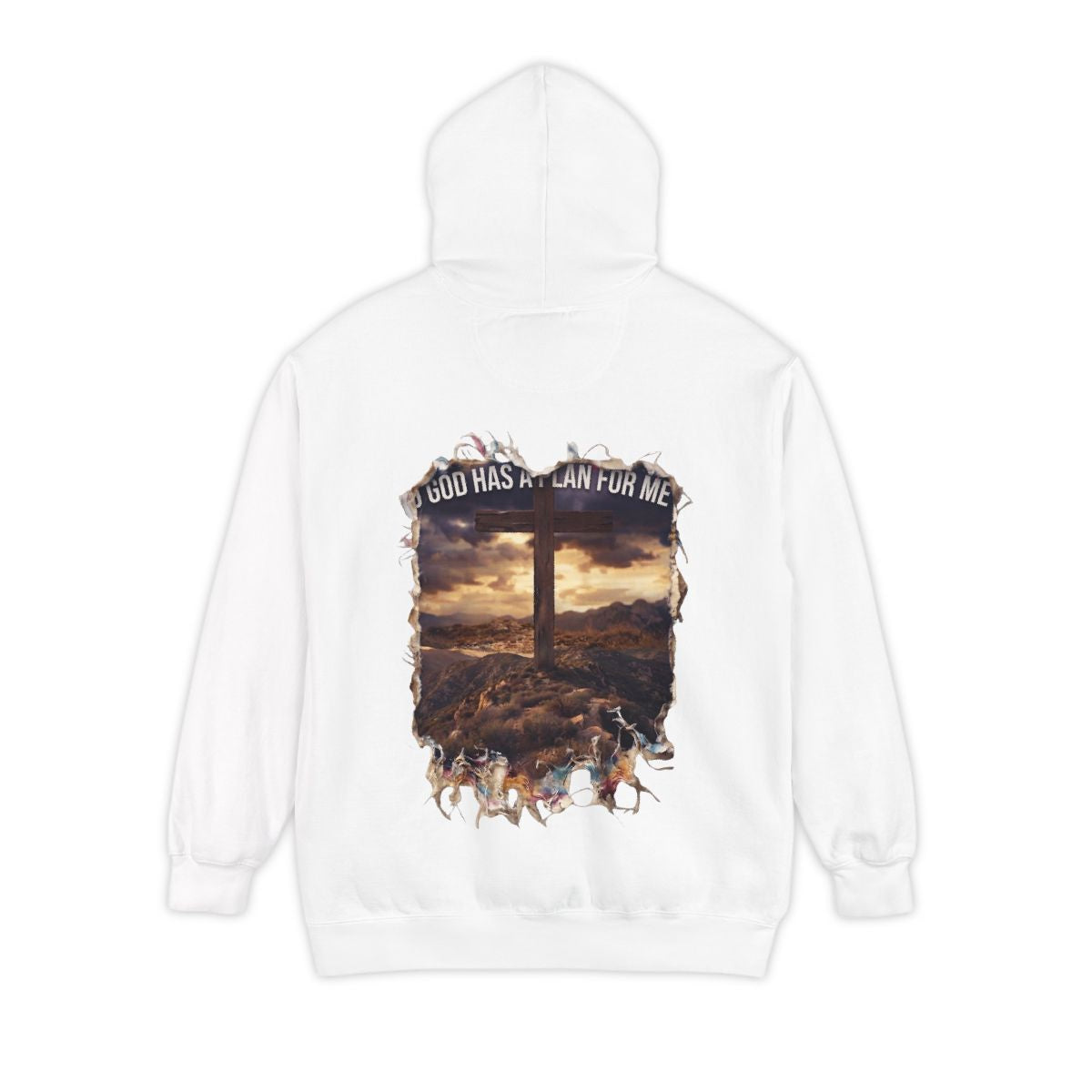Color: White | God Has A Plan For Me Garment-Dyed Hoodie