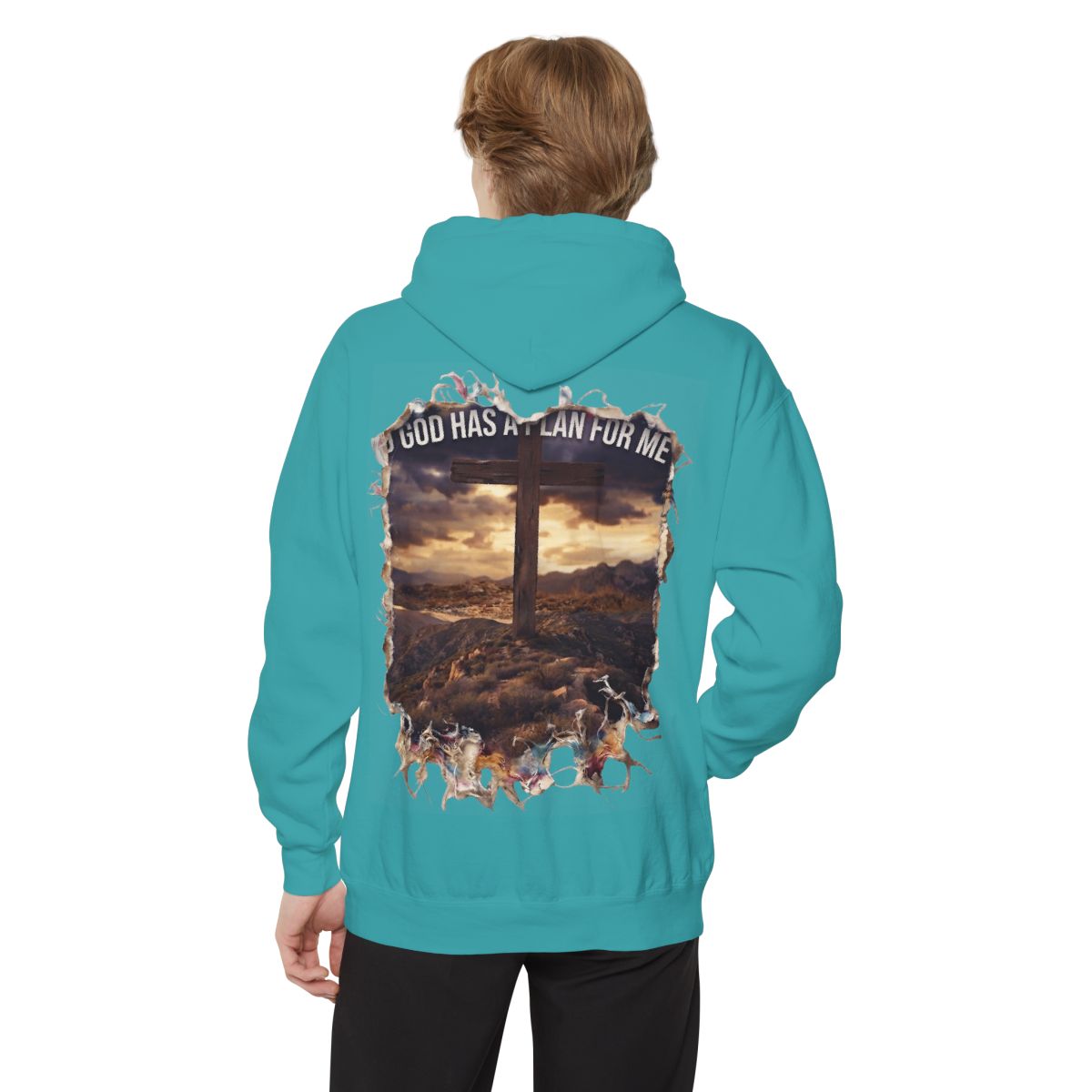 Color: Seafoam | God Has A Plan For Me Garment-Dyed Hoodie