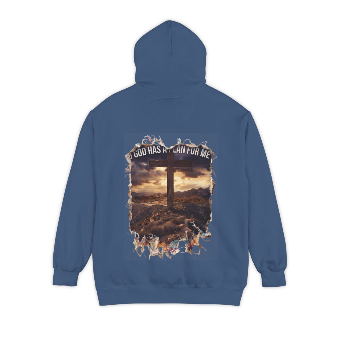 Color: True Navy | God Has A Plan For Me Garment-Dyed Hoodie