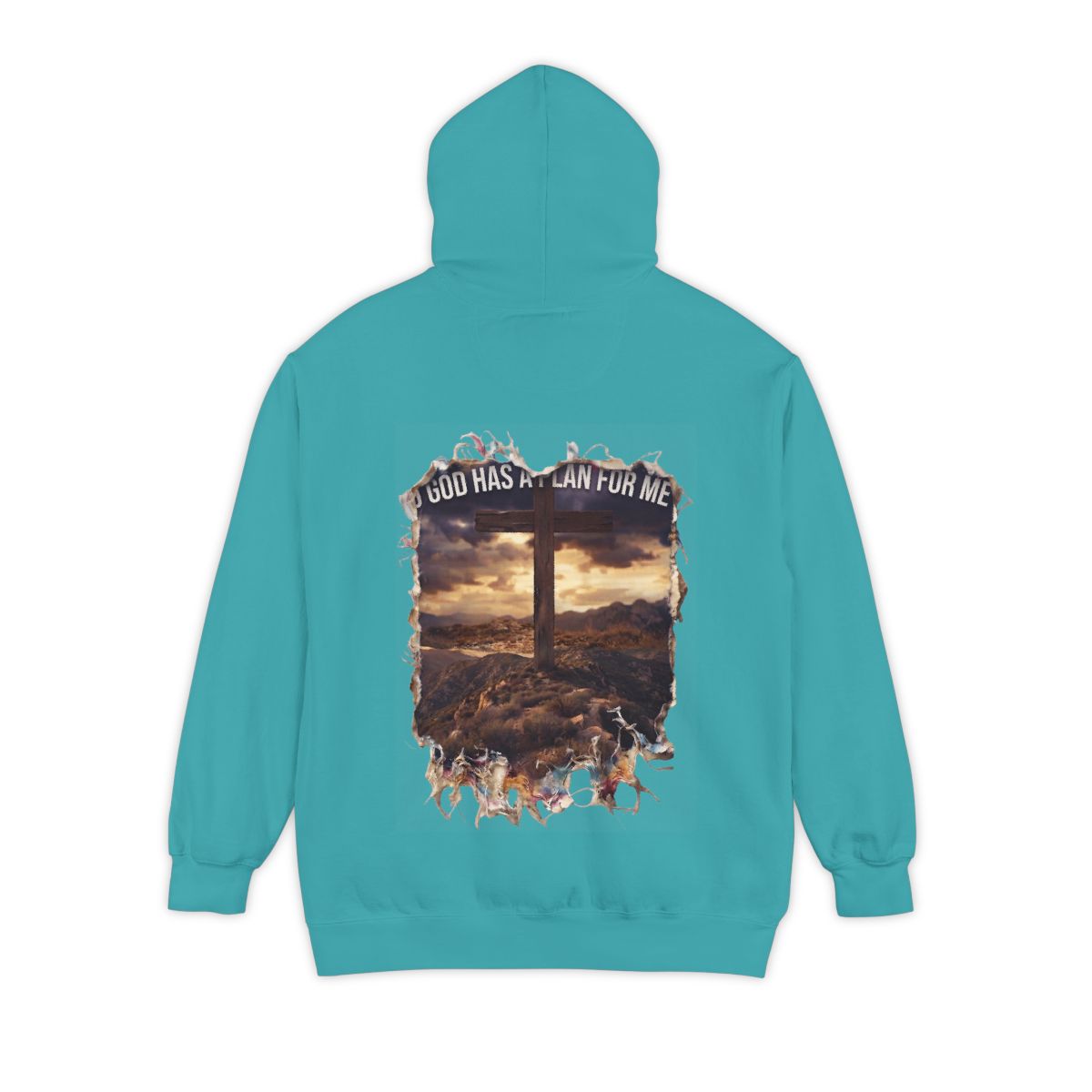 Color: Seafoam | God Has A Plan For Me Garment-Dyed Hoodie