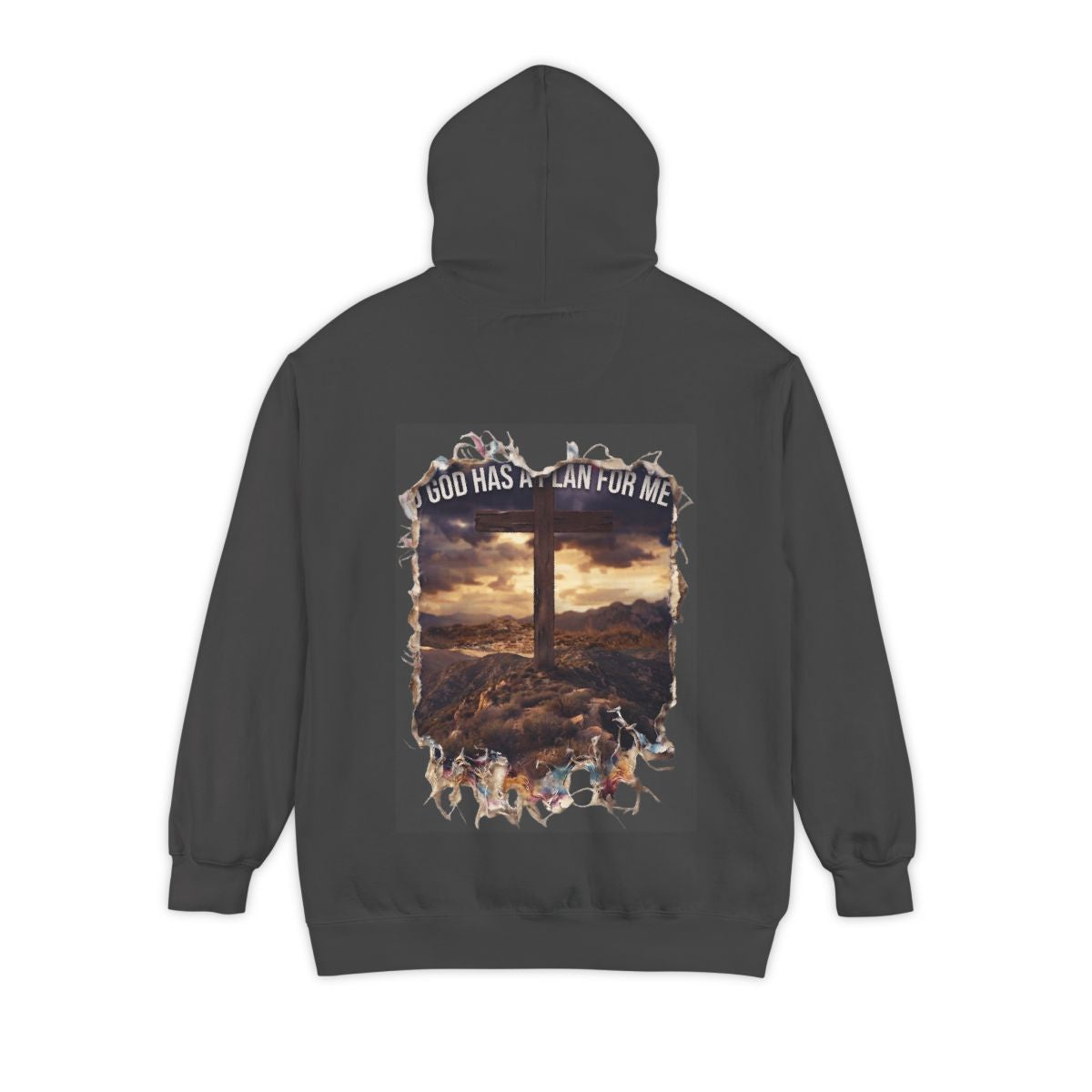 Color: Pepper | God Has A Plan For Me Garment-Dyed Hoodie