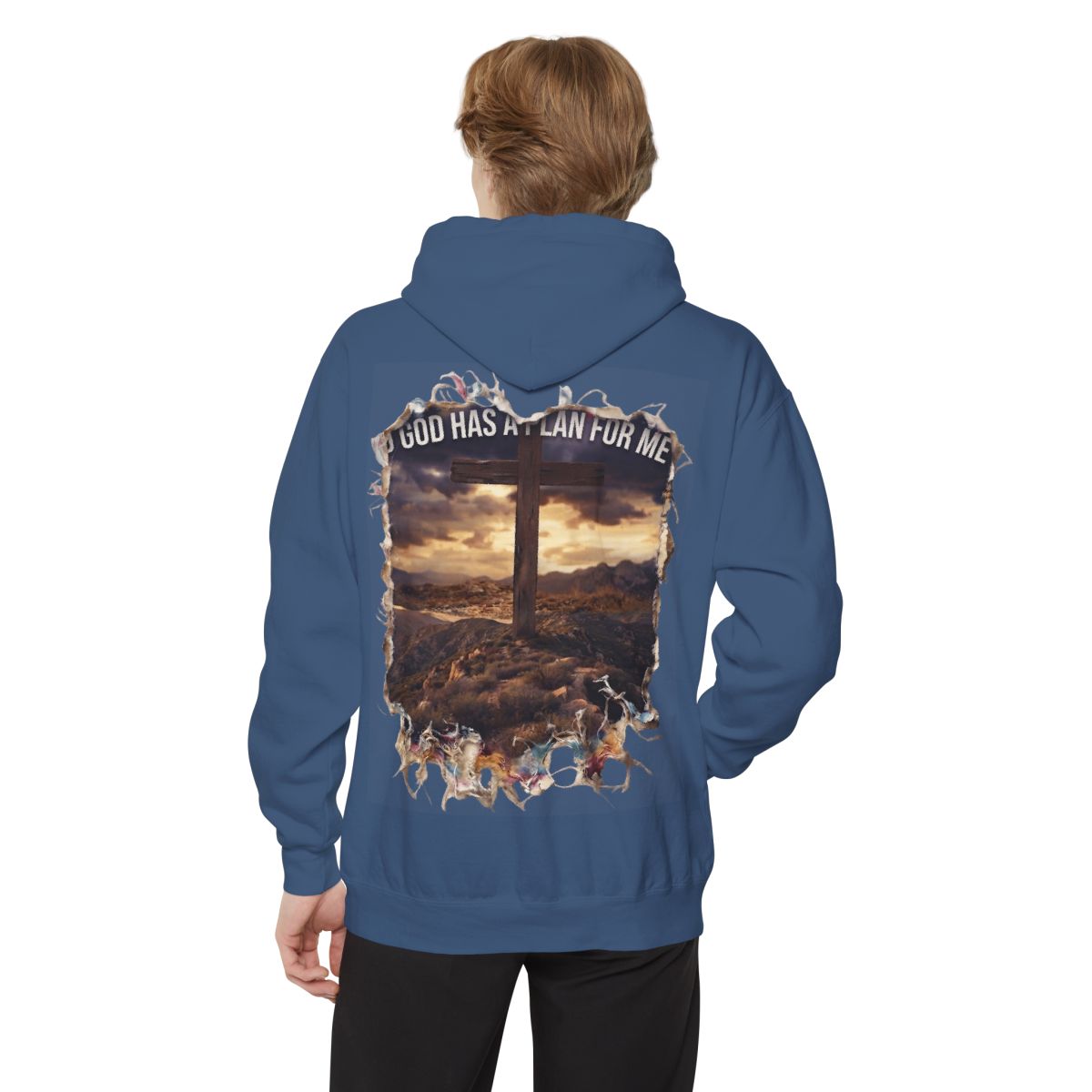 Color: True Navy | God Has A Plan For Me Garment-Dyed Hoodie