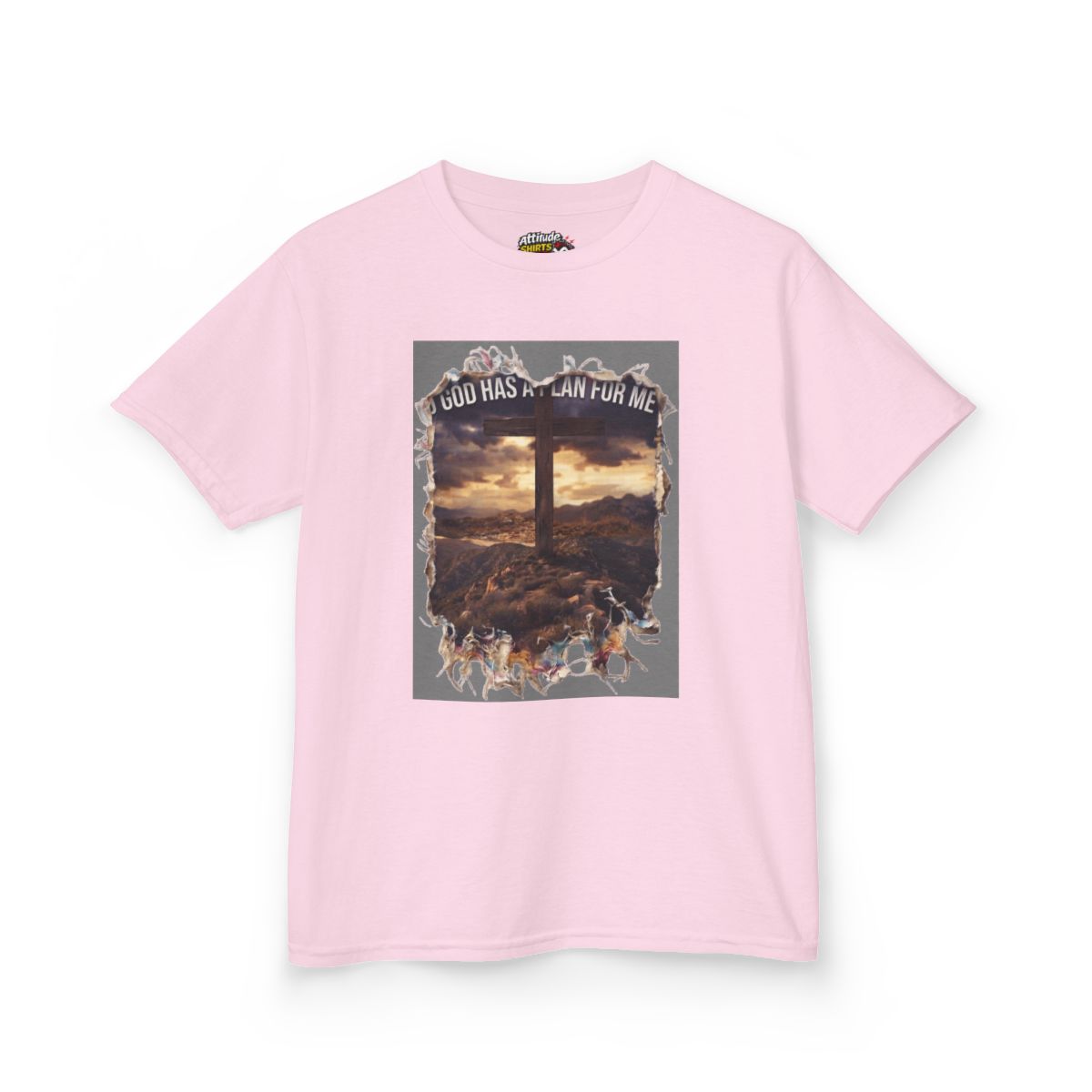 Color: Light Pink | God Has A Plan For Me Kids Tee