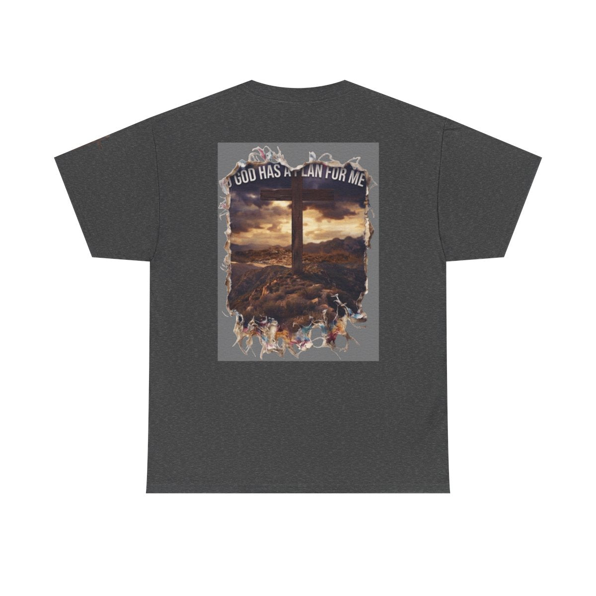 Color: Dark Heather | God Has A Plan For Me Premium Graphic Tee