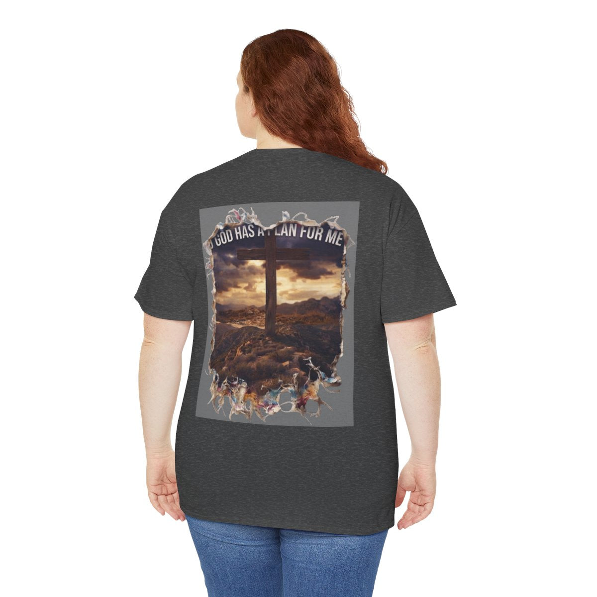Color: Dark Heather | God Has A Plan For Me Premium Graphic Tee