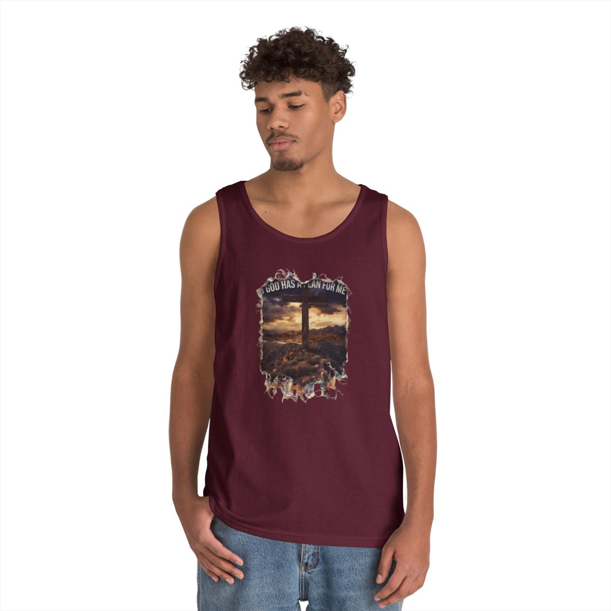 Color: Maroon | God Has A Plan For Me Tank Top