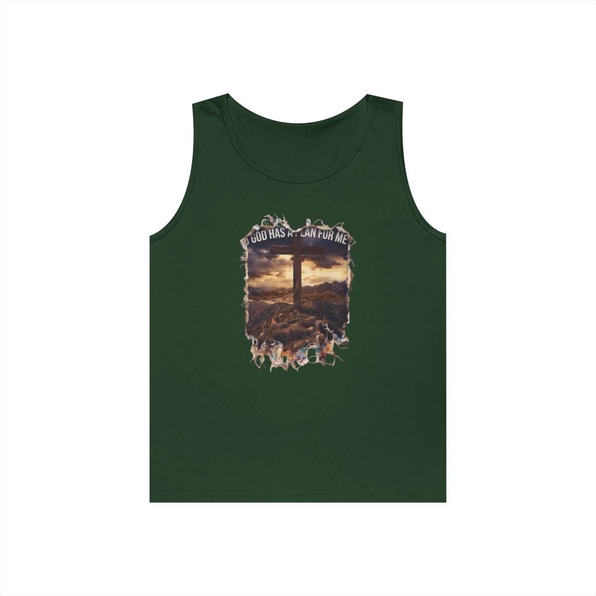 Color: Forest Green | God Has A Plan For Me Tank Top