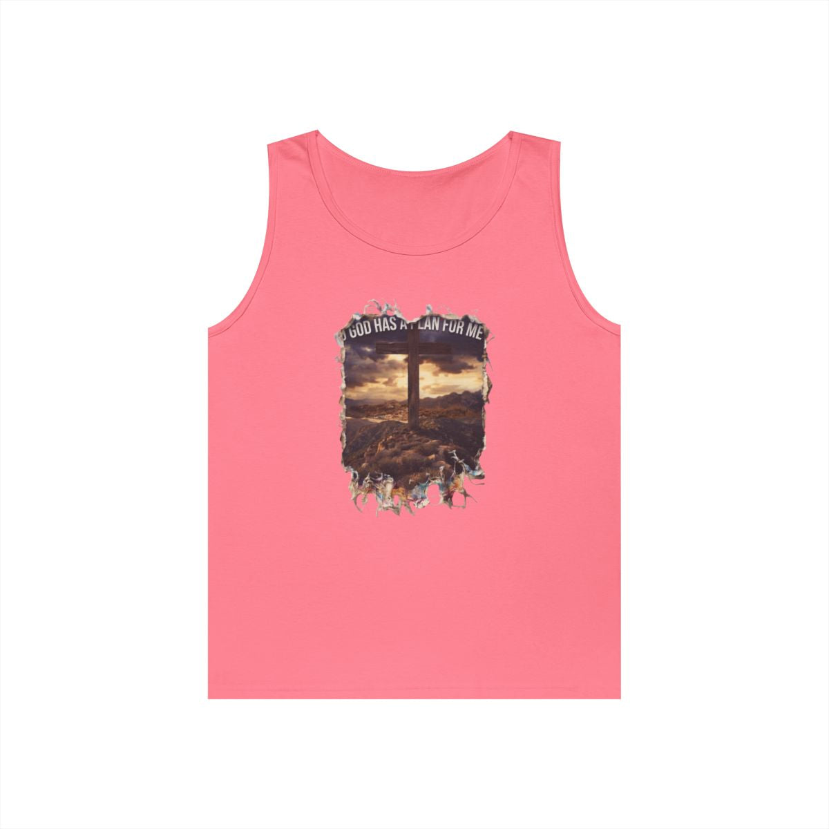 Color: Safety Pink | God Has A Plan For Me Tank Top
