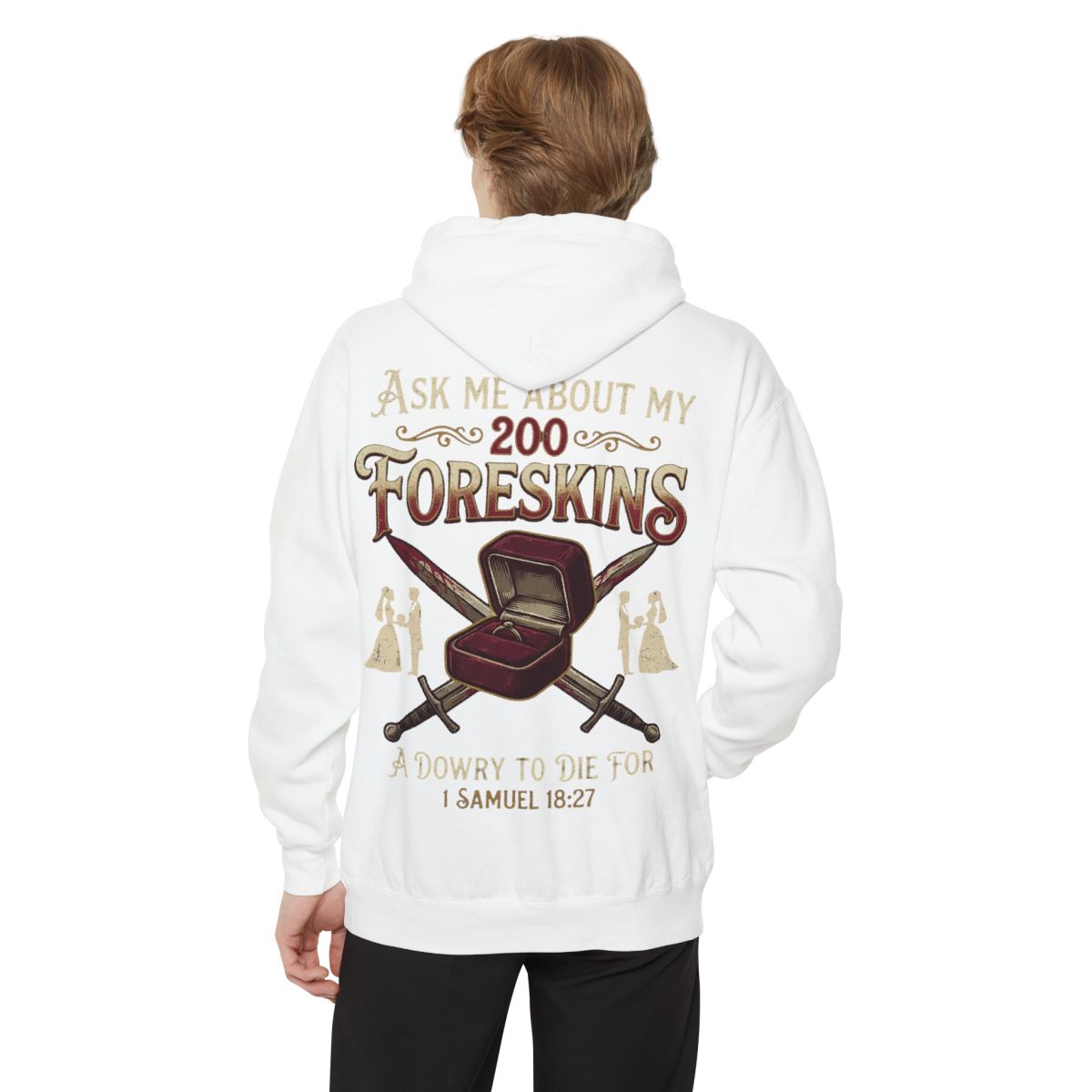 Color: White | Good Book Series 200 Foreskins Garment-Dyed Hoodie