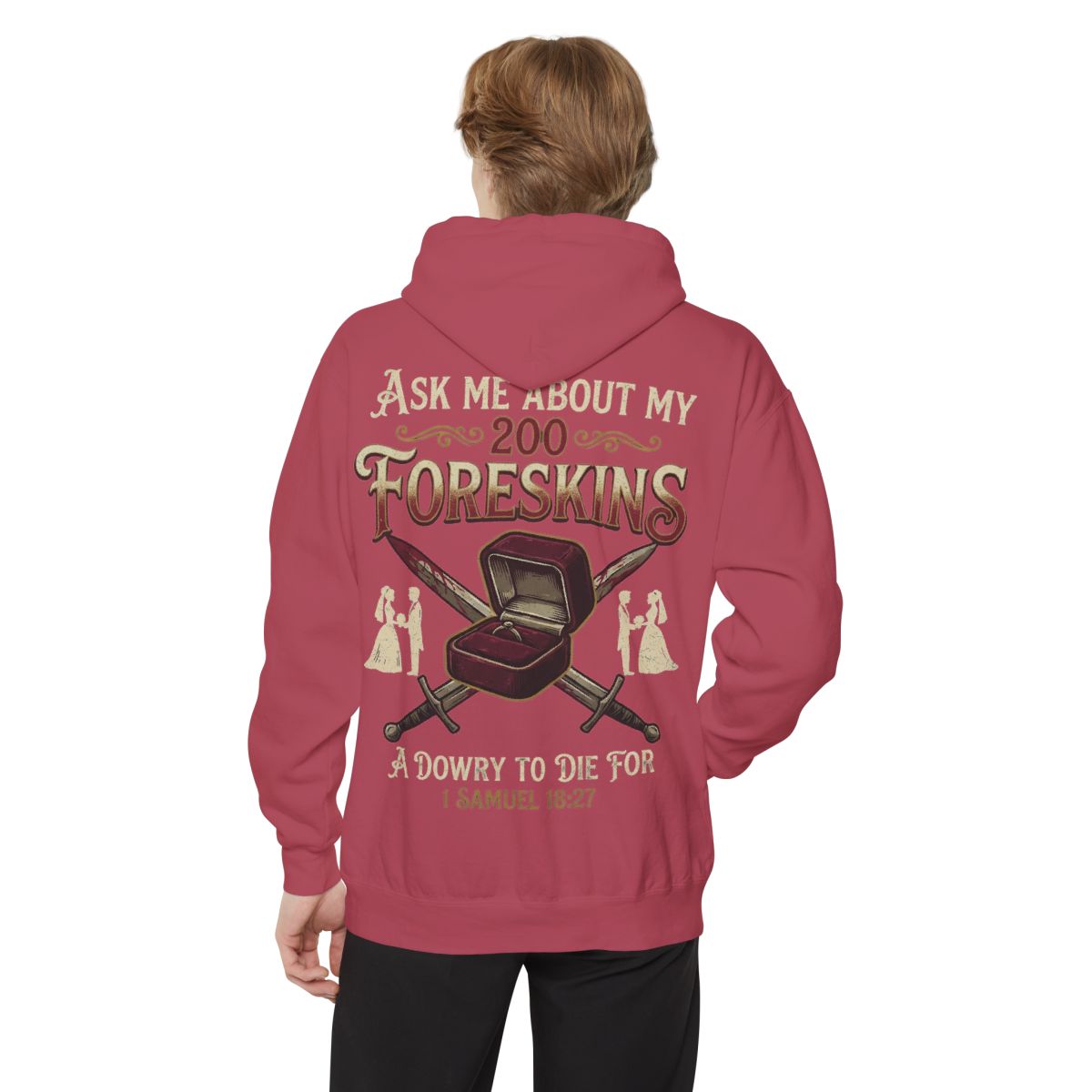 Color: Crimson | Good Book Series 200 Foreskins Garment-Dyed Hoodie
