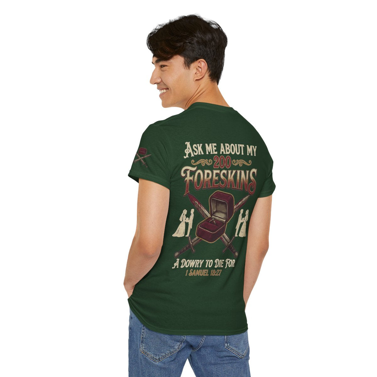 Color: Forest Green | Good Book Series 200 Foreskins Premium Graphic Tee