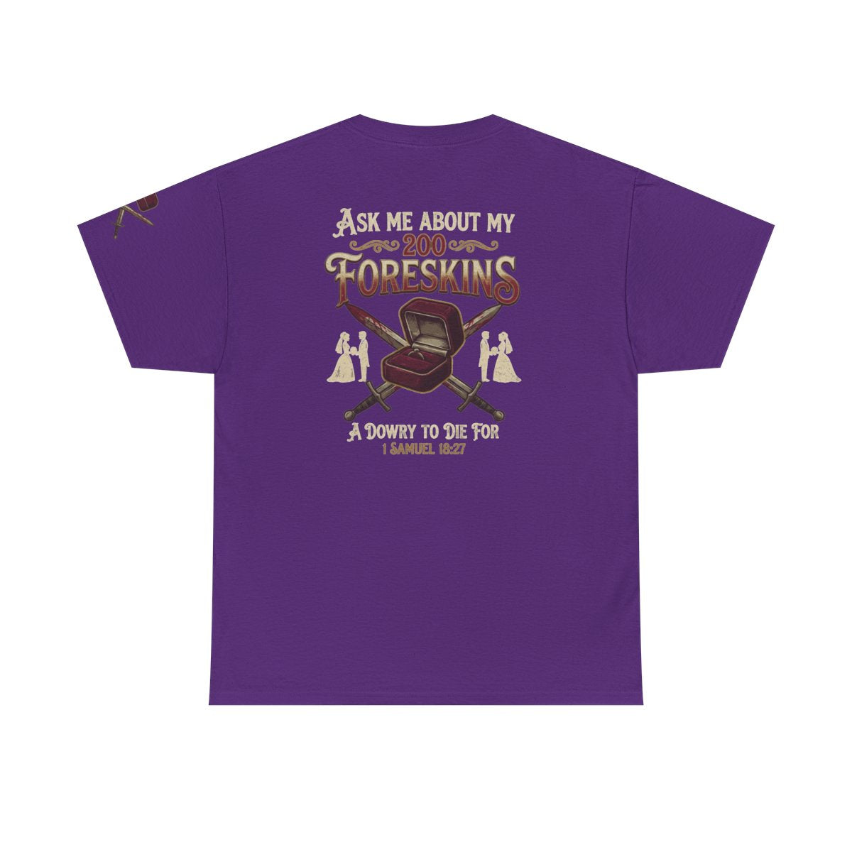 Color: Purple | Good Book Series 200 Foreskins Premium Graphic Tee