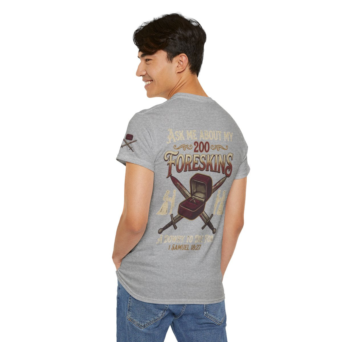 Color: Sport Grey | Good Book Series 200 Foreskins Premium Graphic Tee