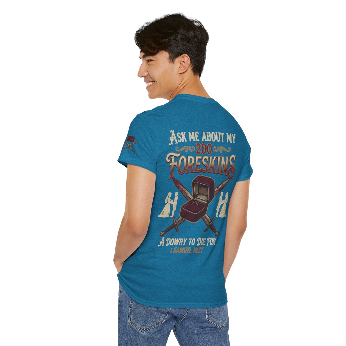 Color: Antique Sapphire | Good Book Series 200 Foreskins Premium Graphic Tee
