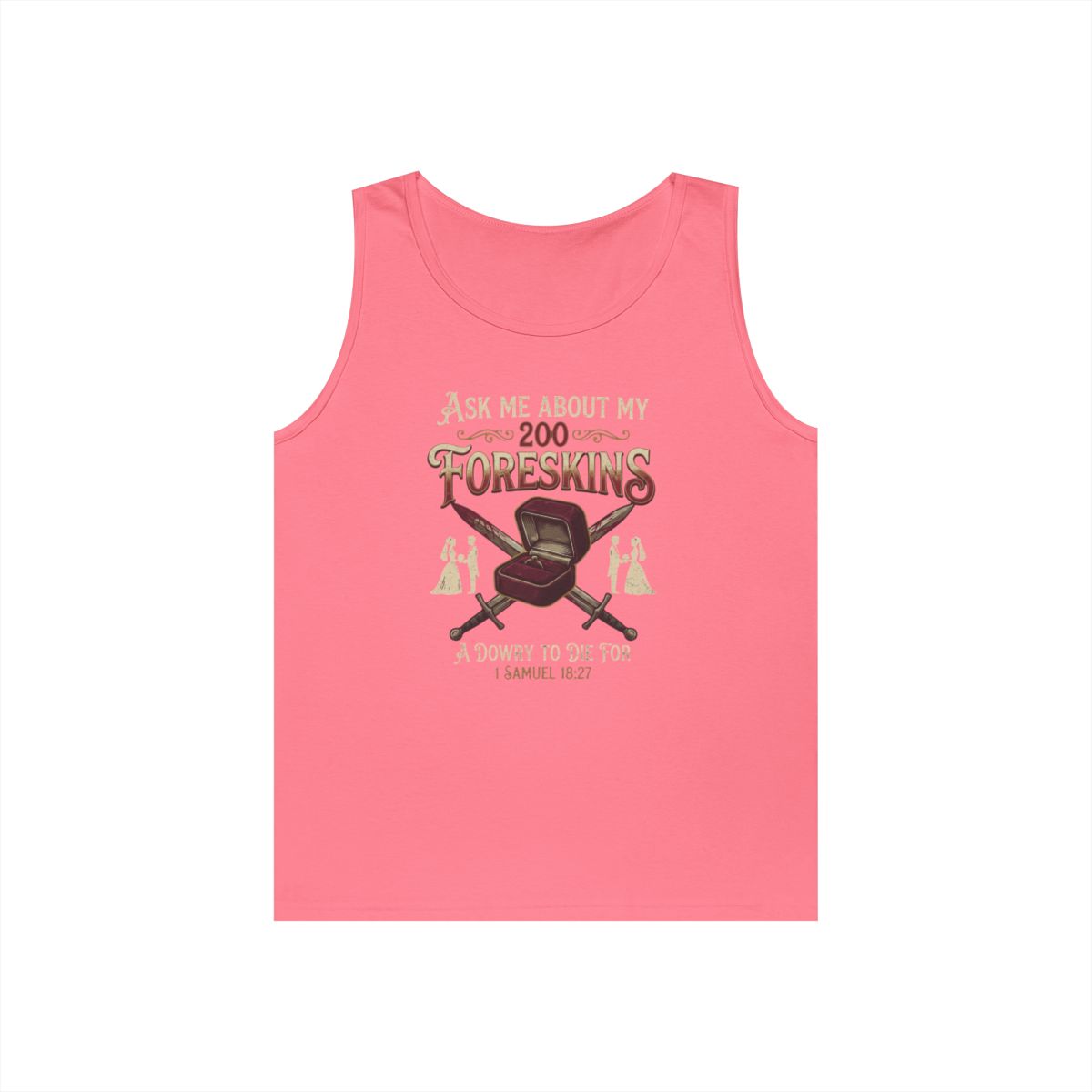 Color: Safety Pink | Good Book Series 200 Foreskins Tank Top