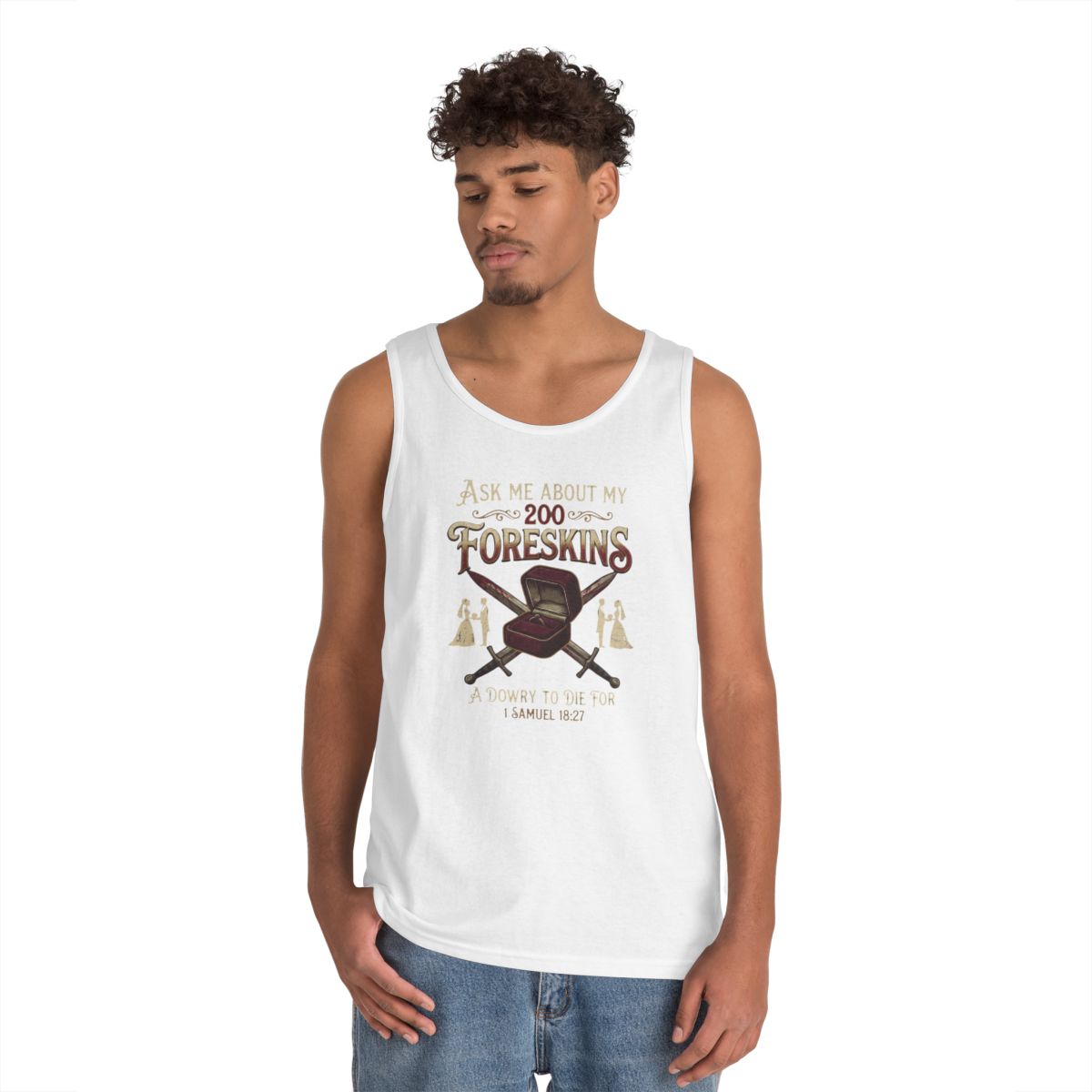 Color: White | Good Book Series 200 Foreskins Tank Top