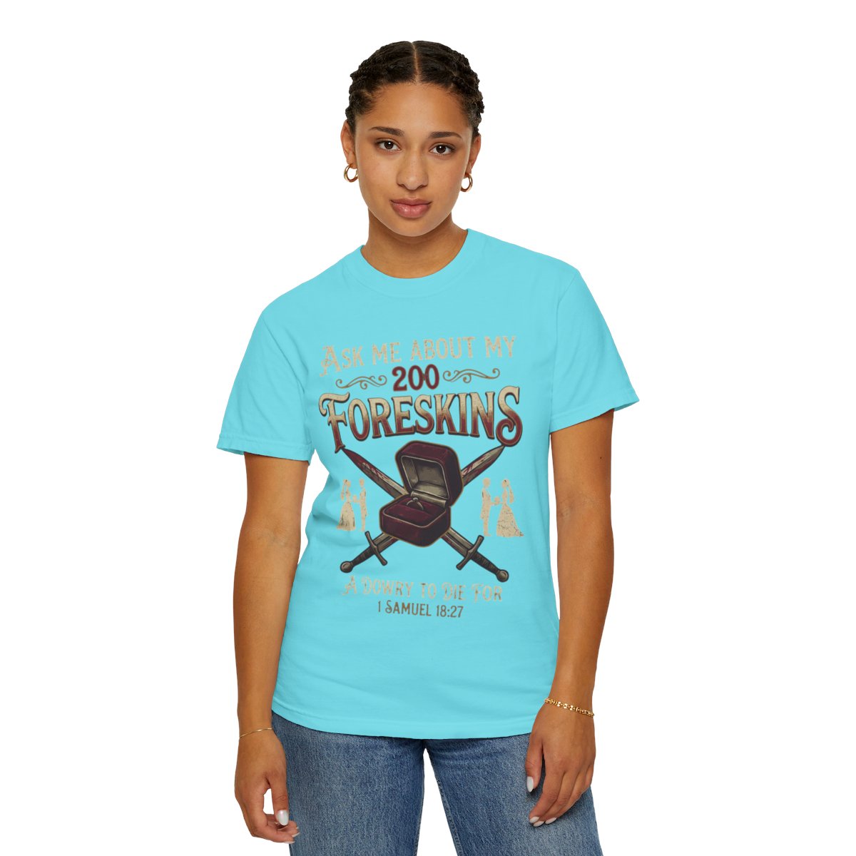 Color: Lagoon Blue | Good Book Series 200 Foreskins Unisex Garment-Dyed Tee