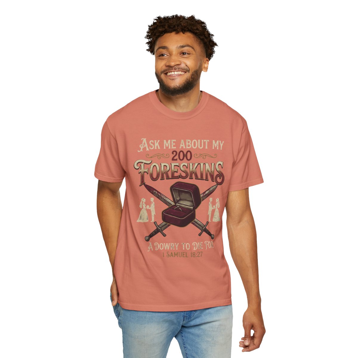 Color: Terracotta | Good Book Series 200 Foreskins Unisex Garment-Dyed Tee