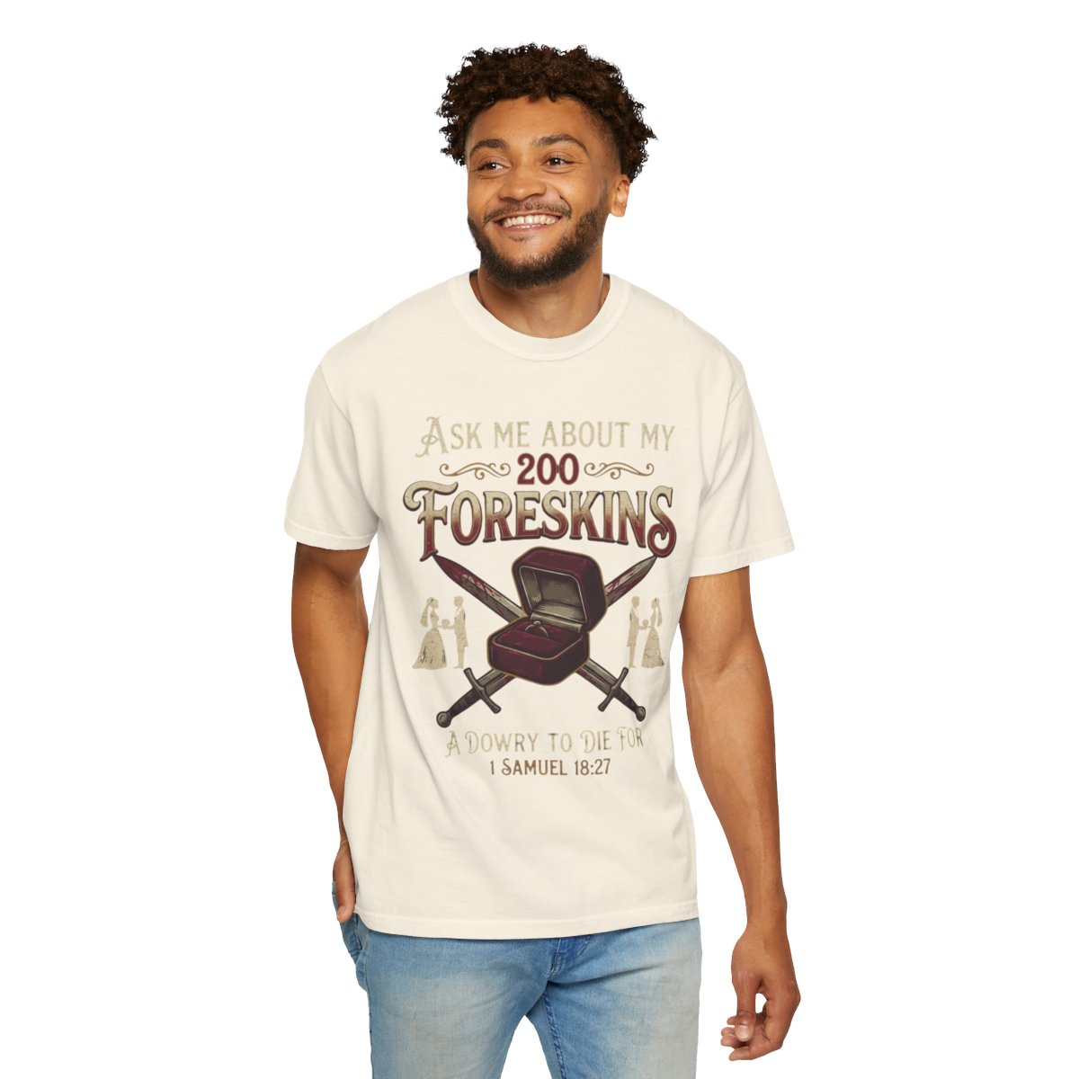 Color: Ivory | Good Book Series 200 Foreskins Unisex Garment-Dyed Tee