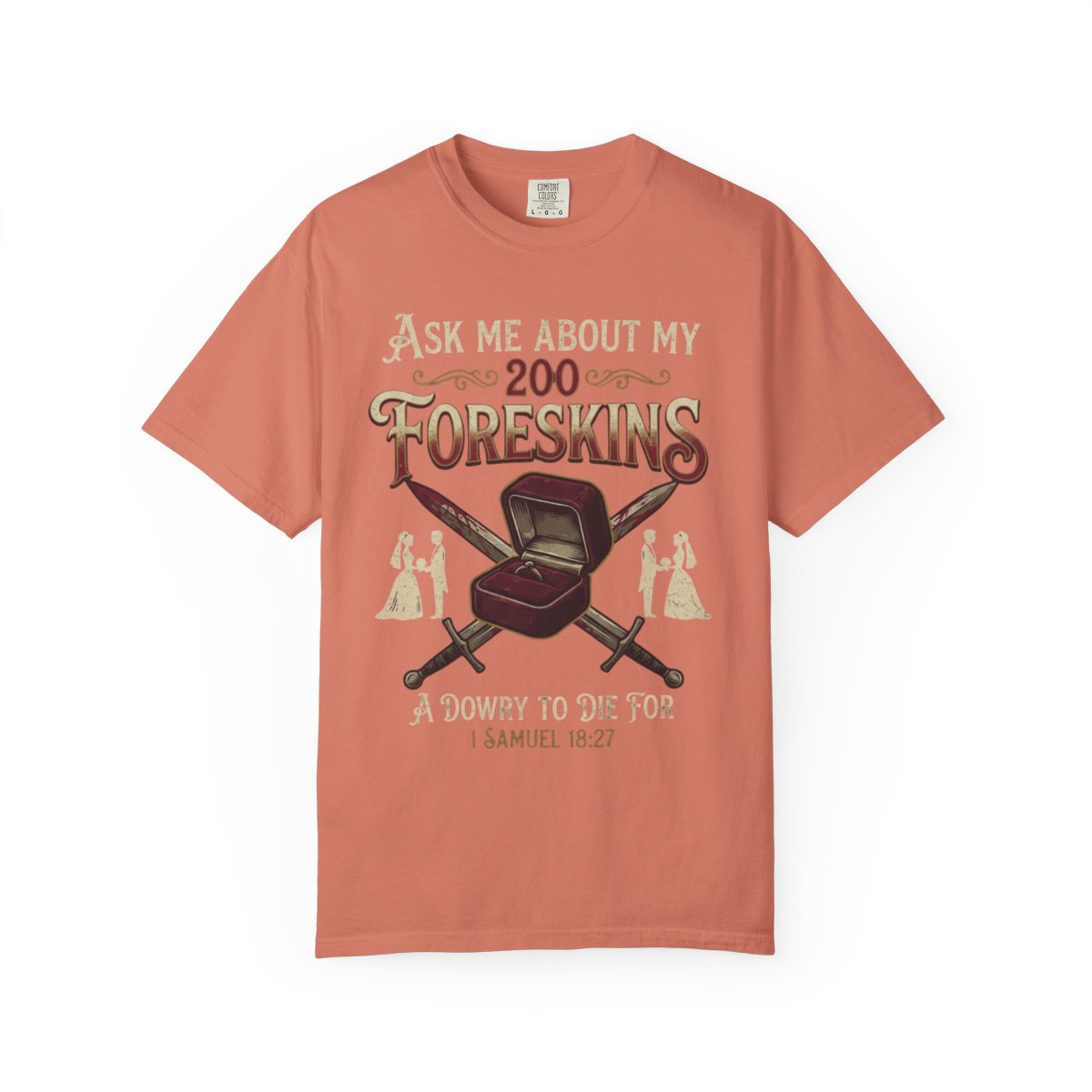 Color: Terracotta | Good Book Series 200 Foreskins Unisex Garment-Dyed Tee
