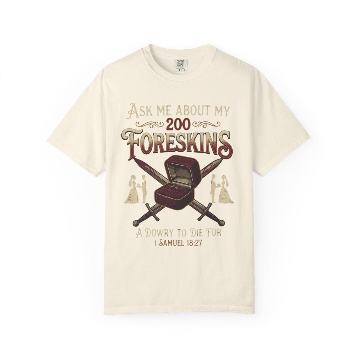 Color: Ivory | Good Book Series 200 Foreskins Unisex Garment-Dyed Tee
