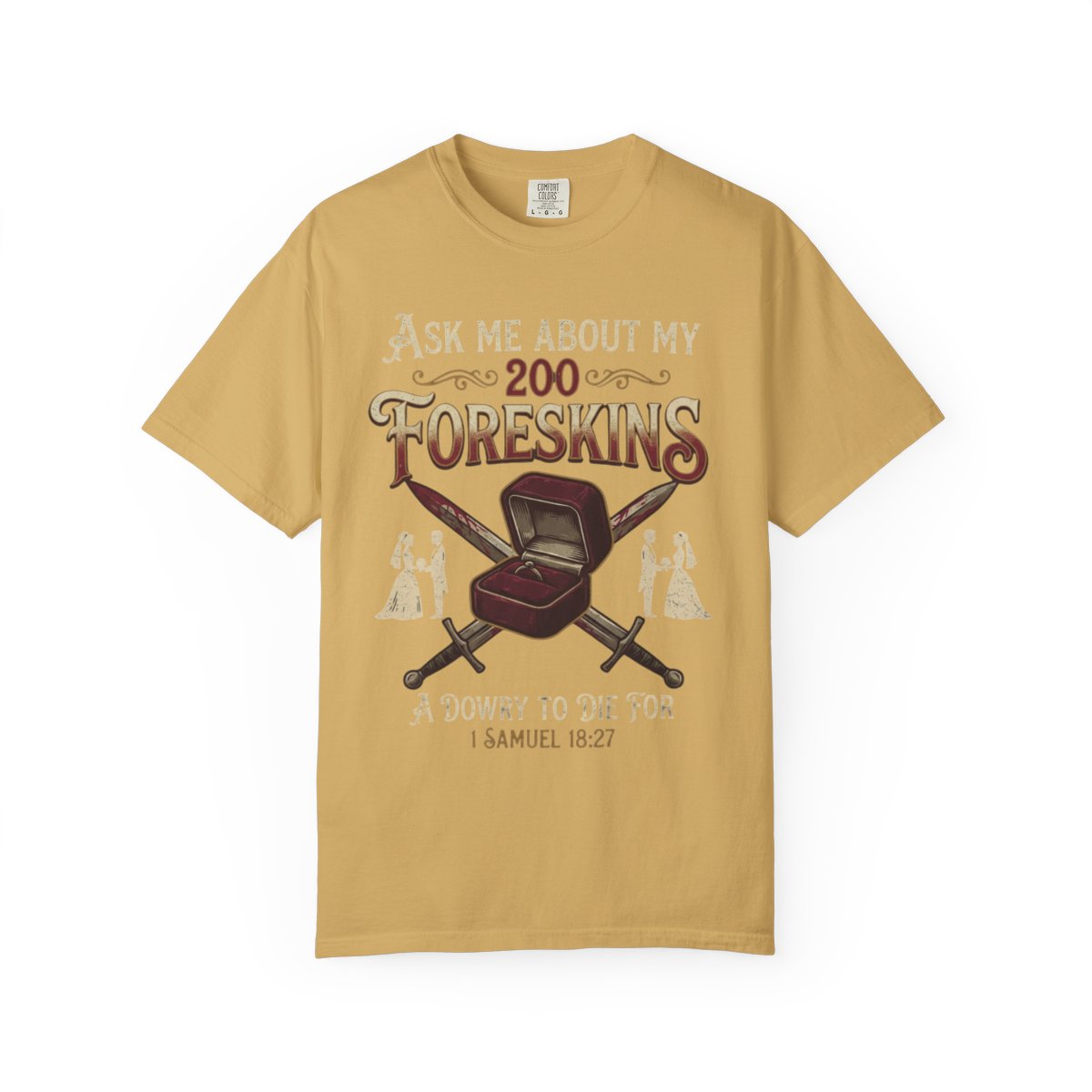 Color: Mustard | Good Book Series 200 Foreskins Unisex Garment-Dyed Tee