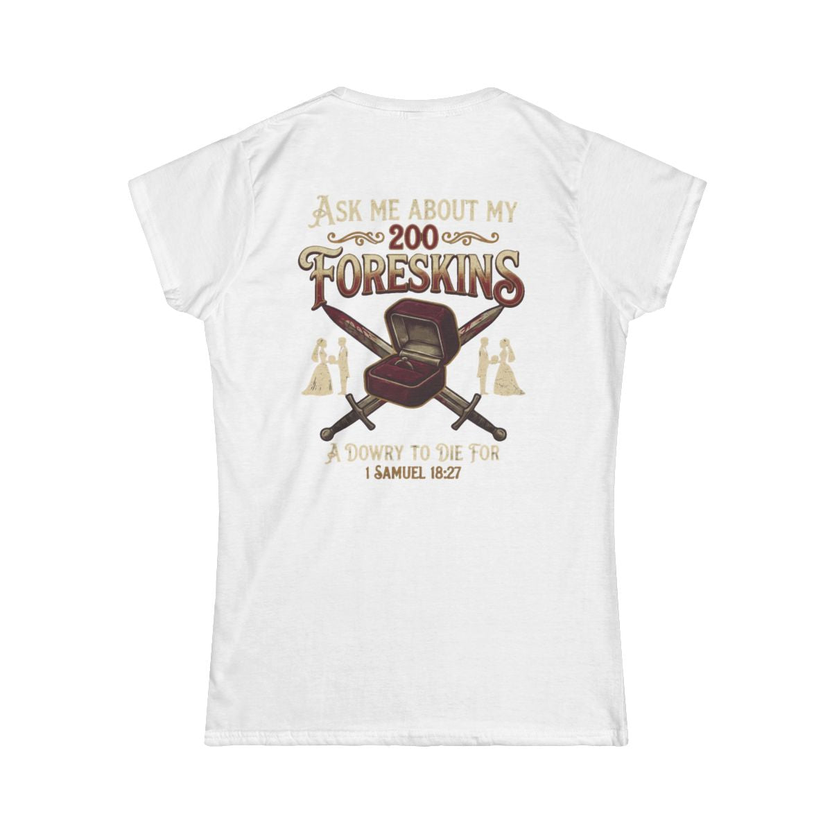 Color: White | Good Book Series 200 Foreskins Women's Tee