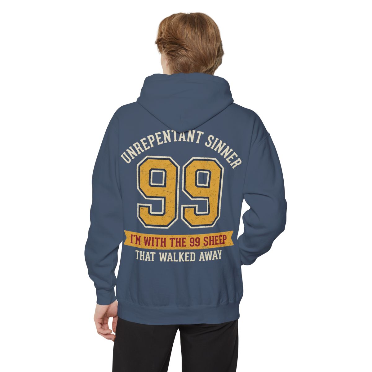 Color: Denim | Good Book Series 99 Unrepentant Sinner Garment-Dyed Hoodie