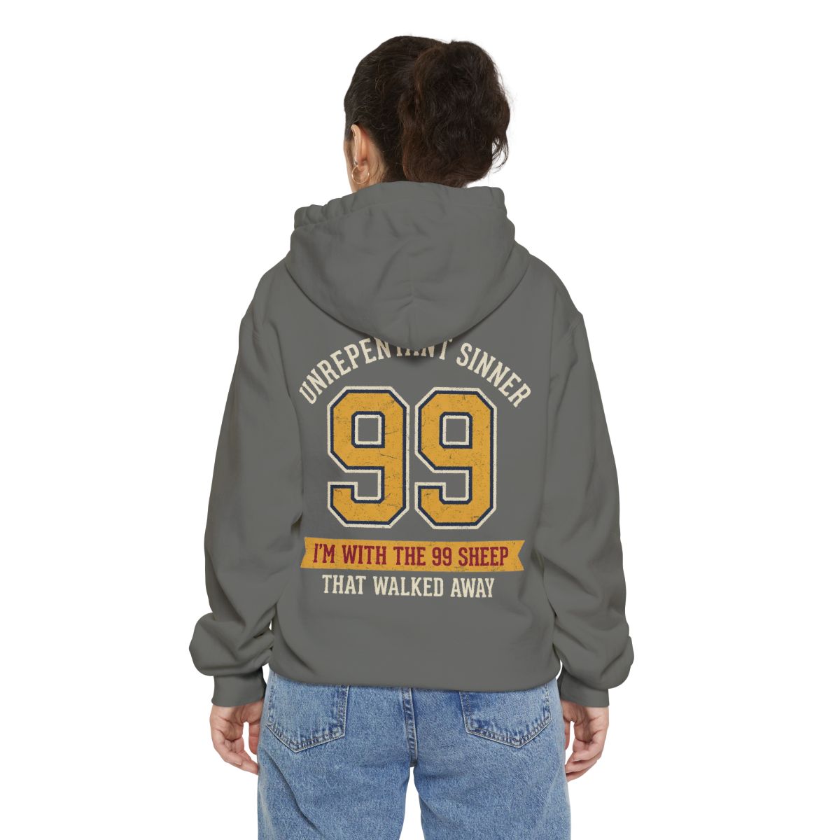 Color: Grey | Good Book Series 99 Unrepentant Sinner Garment-Dyed Hoodie