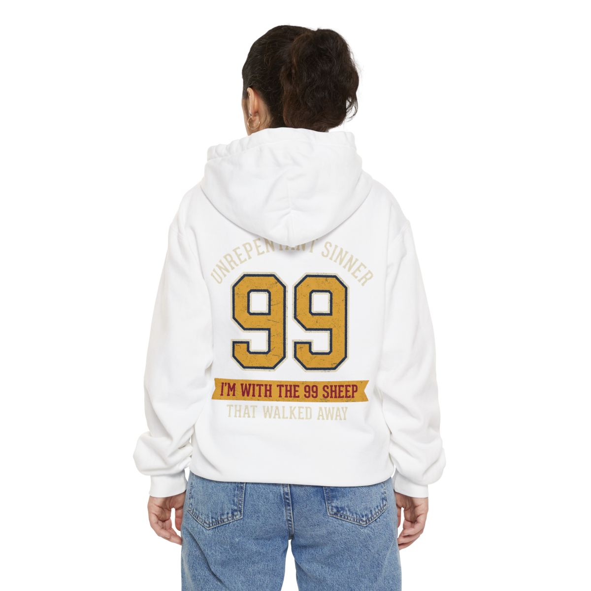 Color: White | Good Book Series 99 Unrepentant Sinner Garment-Dyed Hoodie