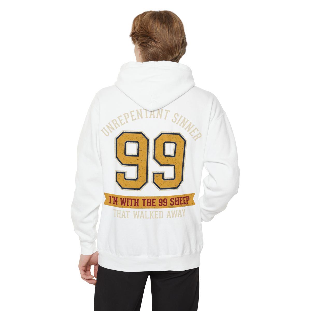Color: White | Good Book Series 99 Unrepentant Sinner Garment-Dyed Hoodie