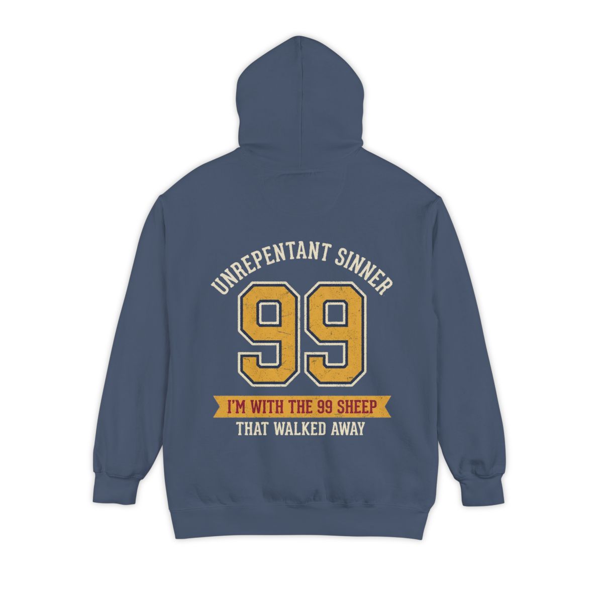 Color: Denim | Good Book Series 99 Unrepentant Sinner Garment-Dyed Hoodie