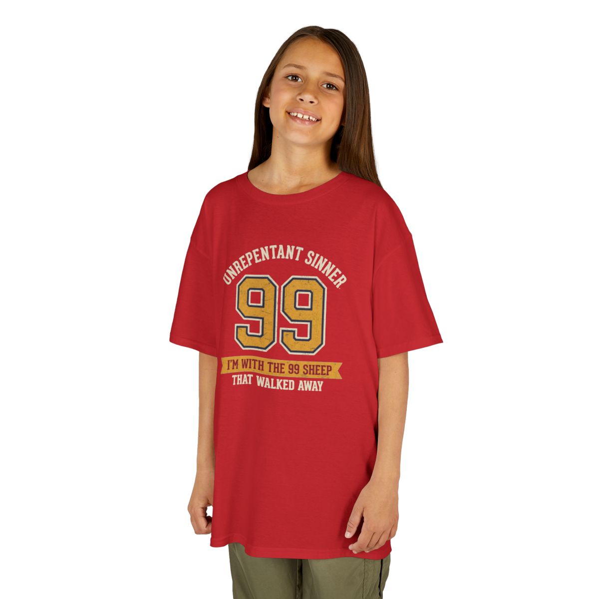 Color: Red | Good Book Series 99 Unrepentant Sinner Kids Tee