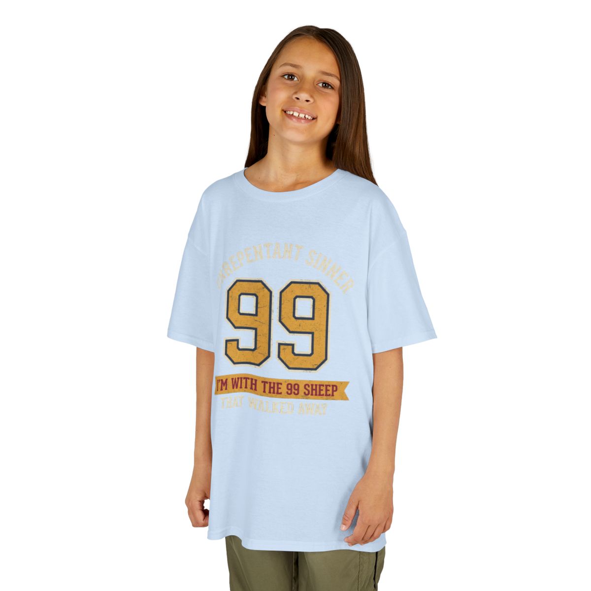 Color: Light Blue | Good Book Series 99 Unrepentant Sinner Kids Tee