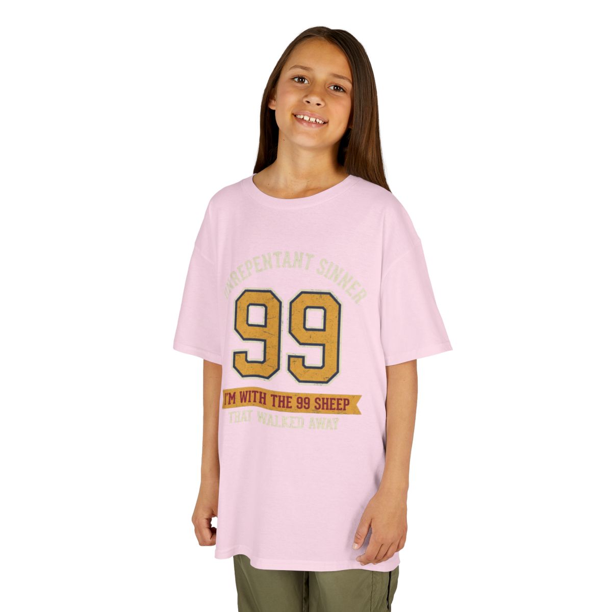 Color: Light Pink | Good Book Series 99 Unrepentant Sinner Kids Tee