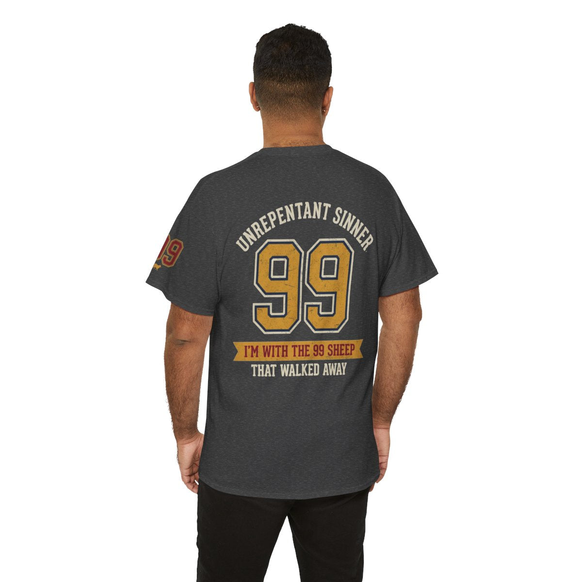 Color: Dark Heather | Good Book Series 99 Unrepentant Sinner Premium Graphic Tee