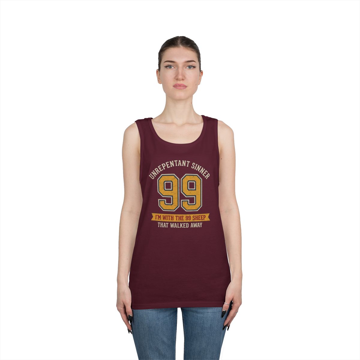 Color: Maroon | Good Book Series 99 Unrepentant Sinner Tank Top