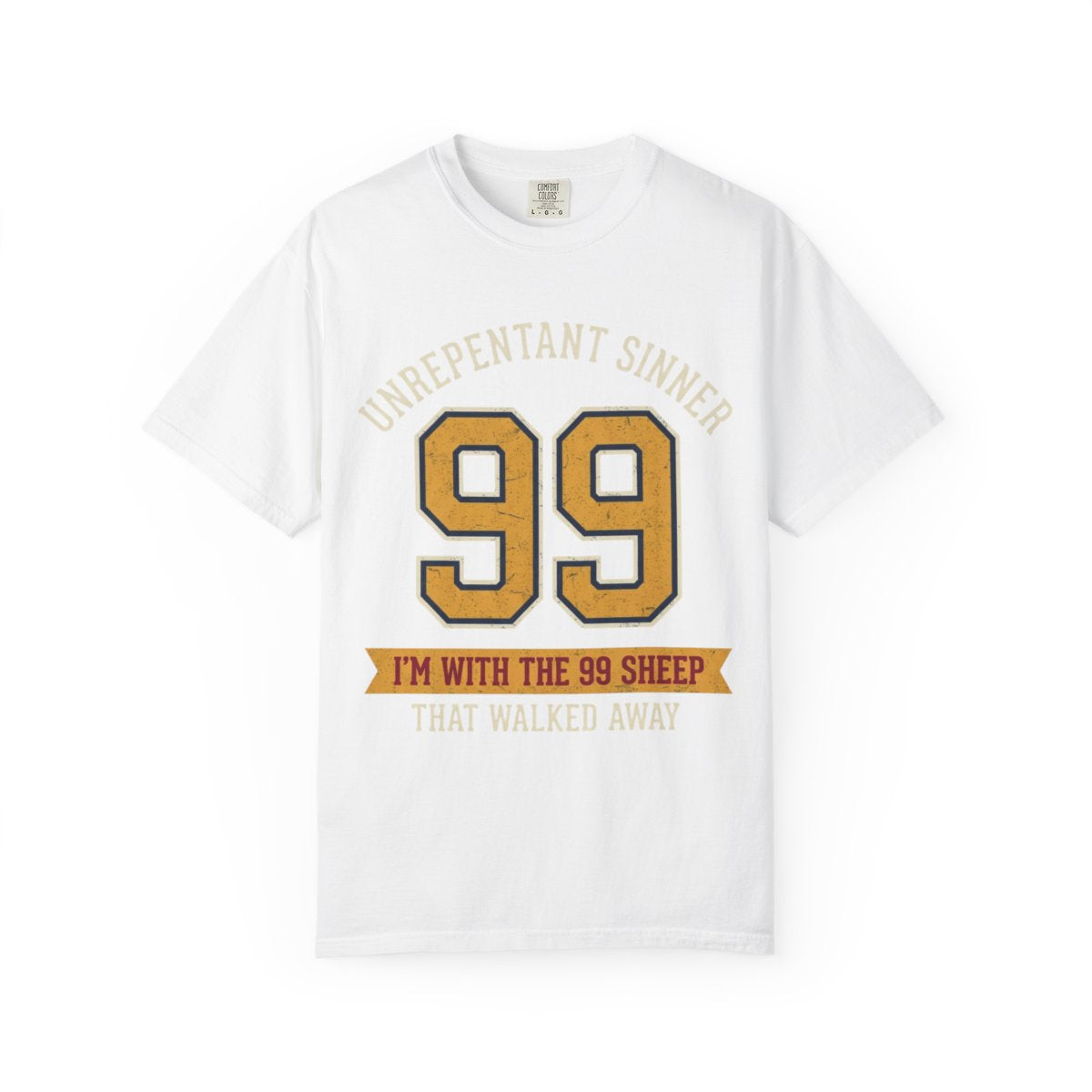 Color: White | Good Book Series 99 Unrepentant Sinner Unisex Garment-Dyed Tee