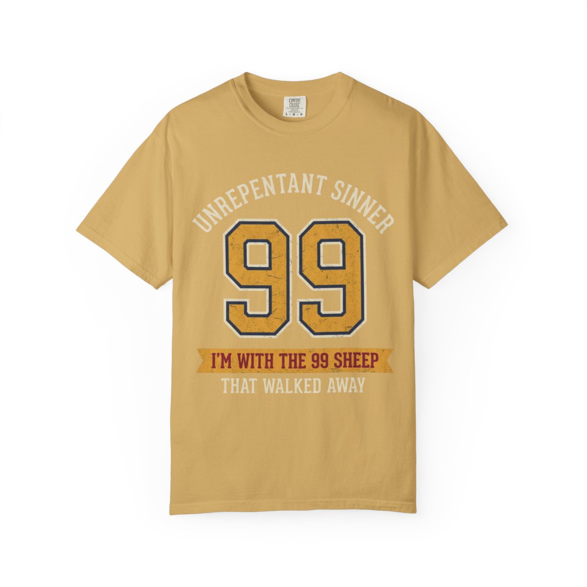 Color: Mustard | Good Book Series 99 Unrepentant Sinner Unisex Garment-Dyed Tee