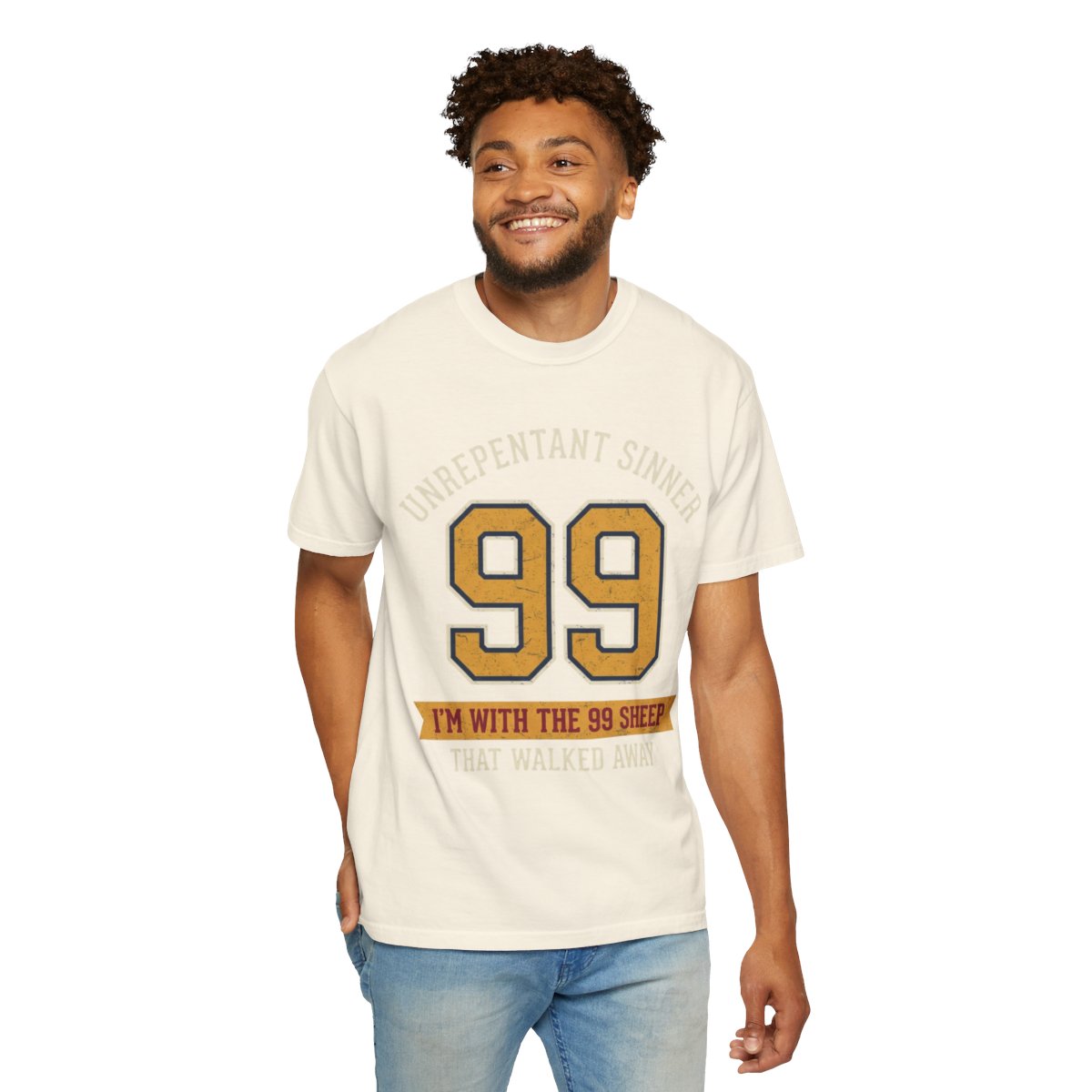 Color: Ivory | Good Book Series 99 Unrepentant Sinner Unisex Garment-Dyed Tee