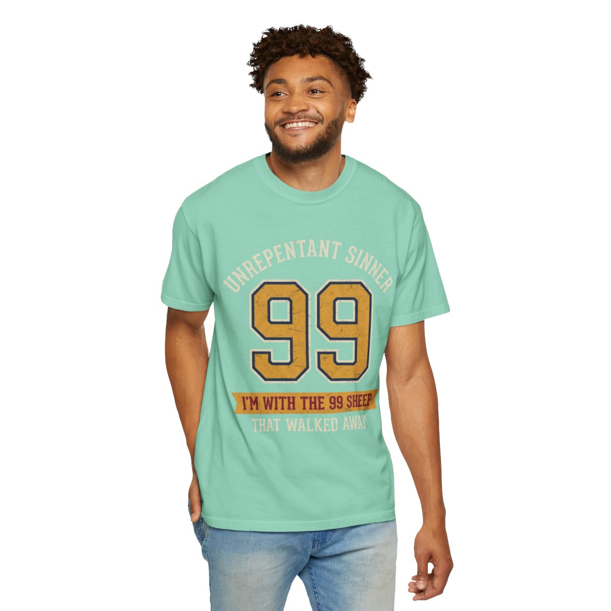 Color: Island Reef | Good Book Series 99 Unrepentant Sinner Unisex Garment-Dyed Tee