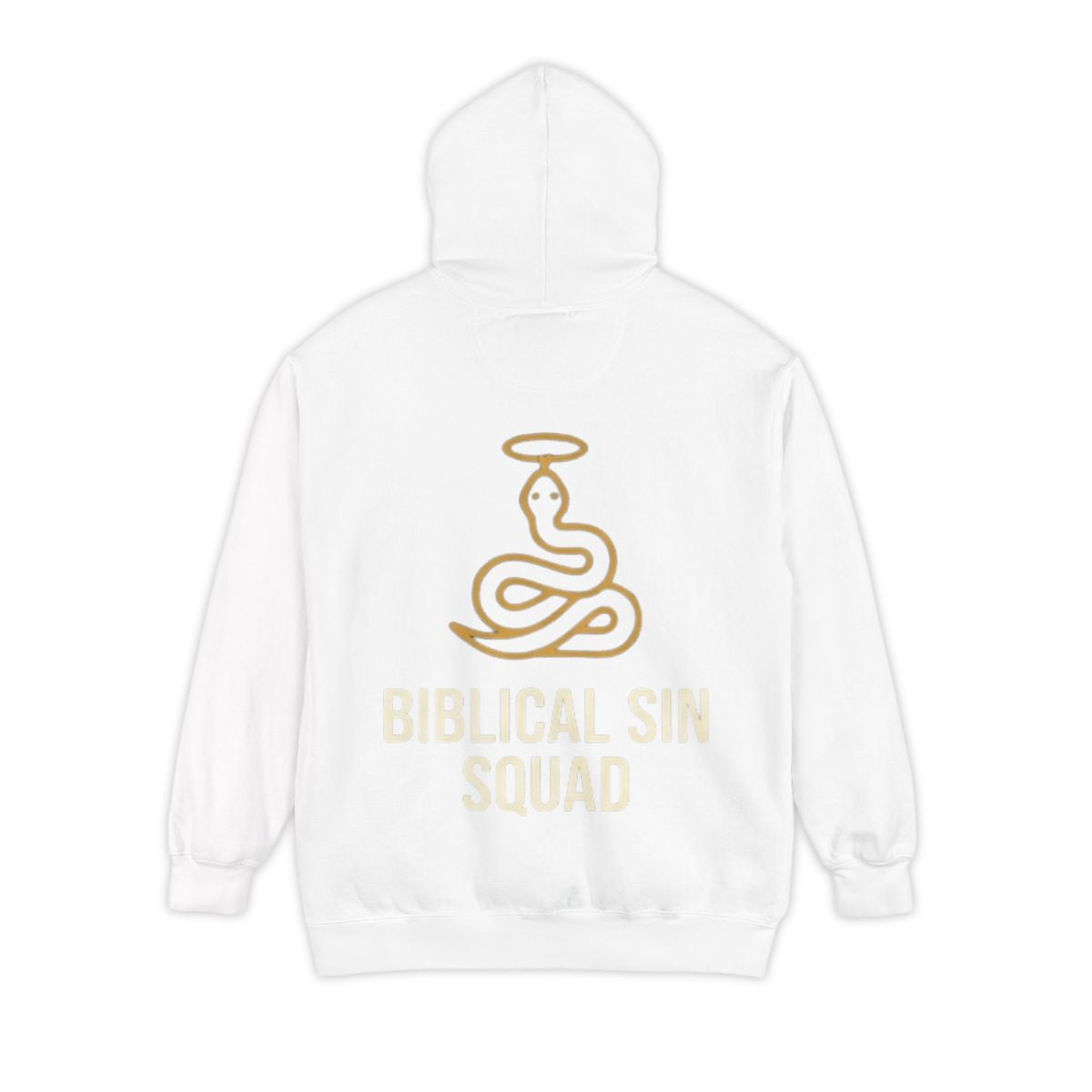 Color: White | Good Book Series Biblical Sin Squad Garment-Dyed Hoodie