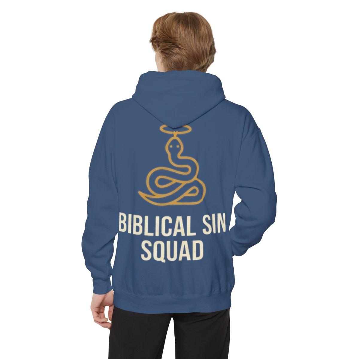 Color: True Navy | Good Book Series Biblical Sin Squad Garment-Dyed Hoodie
