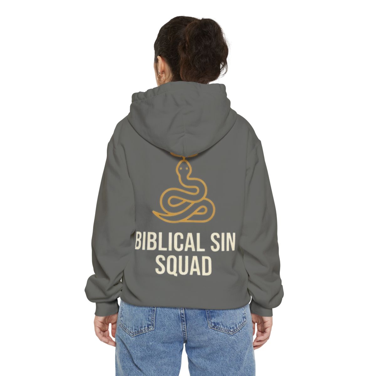 Color: Grey | Good Book Series Biblical Sin Squad Garment-Dyed Hoodie