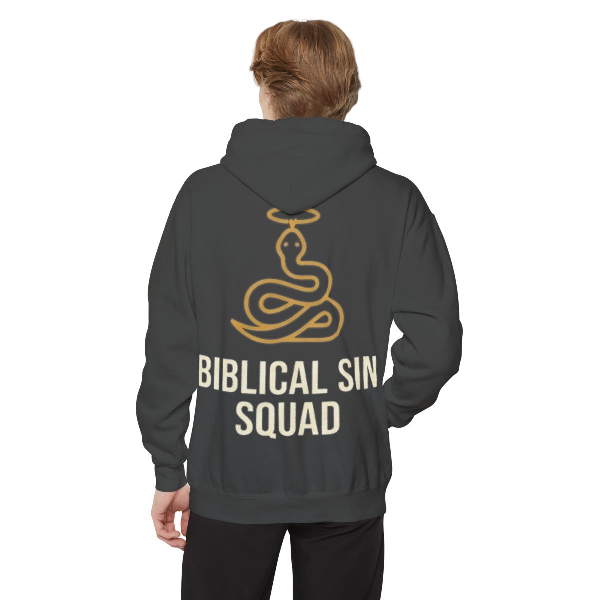 Color: Pepper | Good Book Series Biblical Sin Squad Garment-Dyed Hoodie