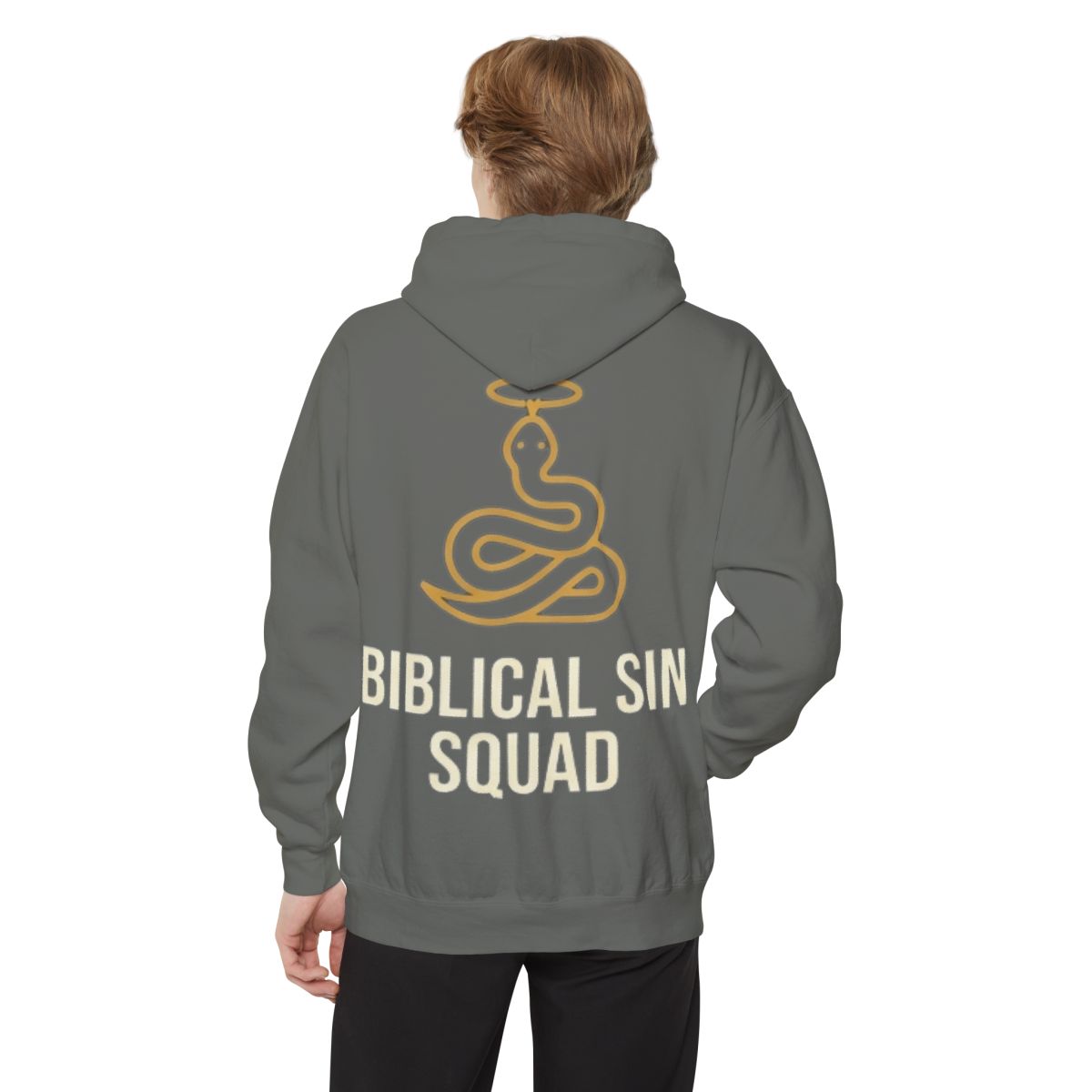 Color: Grey | Good Book Series Biblical Sin Squad Garment-Dyed Hoodie