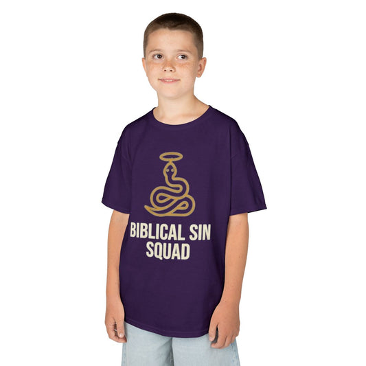 Color: Purple | Good Book Series Biblical Sin Squad Kids Tee